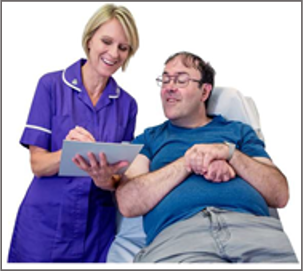 image of a nurse talking with a patient 