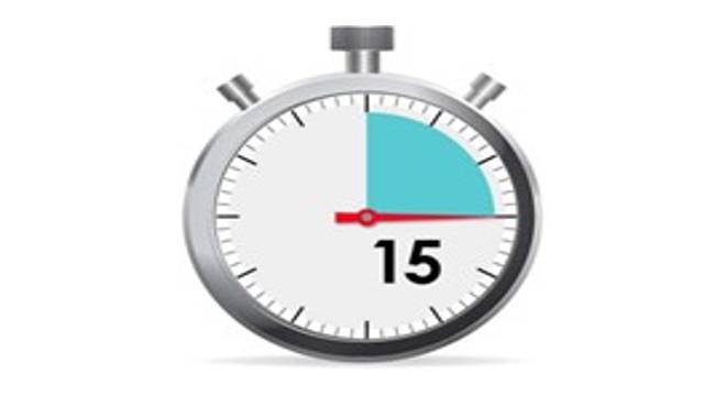 a clock displaying 15 minutes