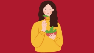 woman eating a salad