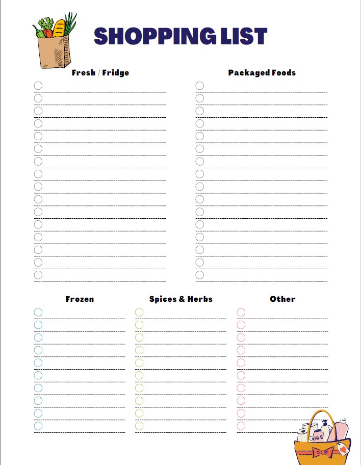 shopping list 1 Image of a blank shopping list