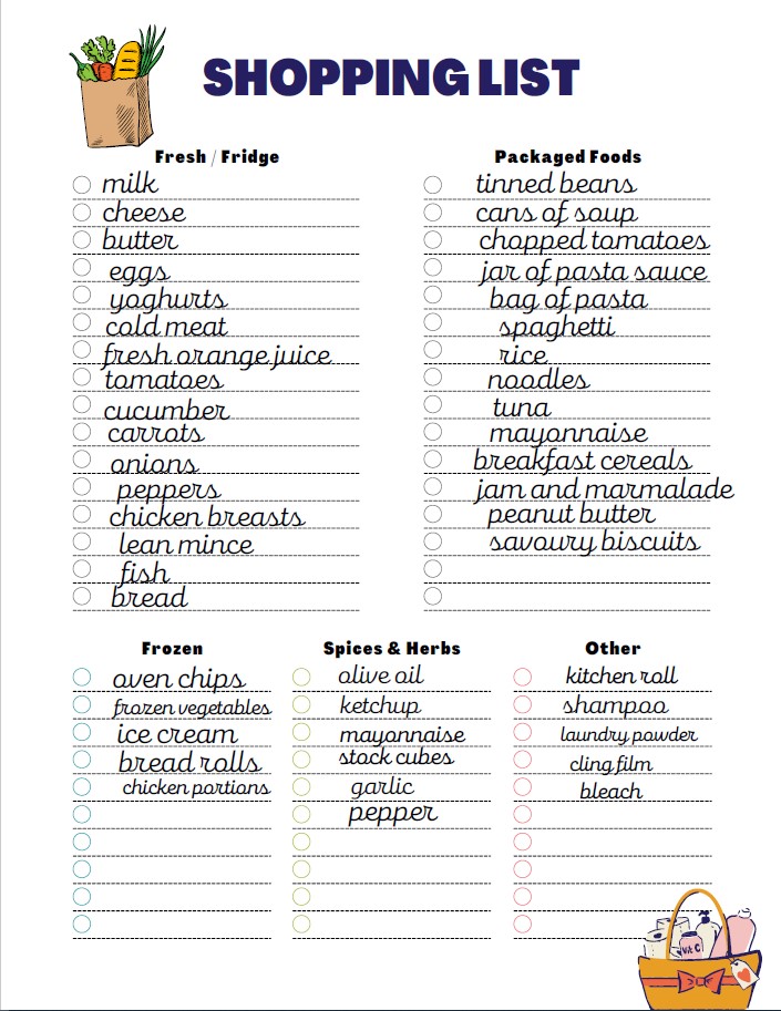 shopping list 2 image of filled shopping list<br />