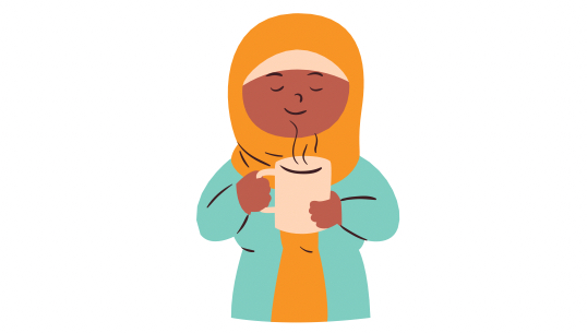 smelling Woman smelling coffee