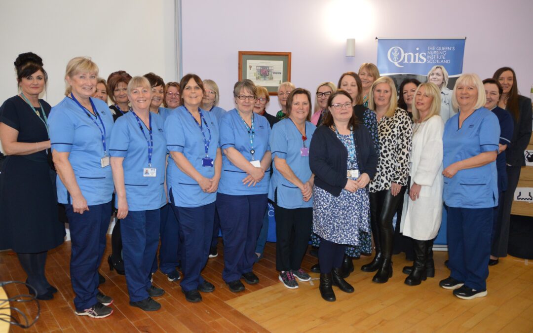 Group shot of North Lanarkshire community nurses who received long service award