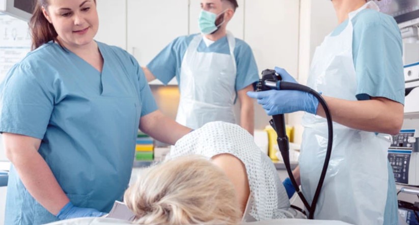 colon a colonoscopy taking place