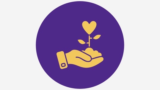 message of hope A hand holding a growing flower