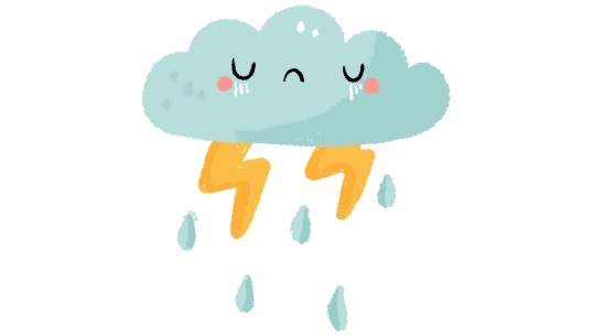 sad cloud Image of a storm cloud with a sad face