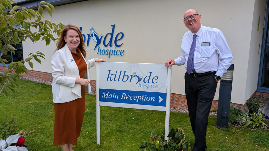 Pictured (From left): NHS Lanarkshire Chief Executive Louise Long and Chief Officer of Kilbryde Hospice Gordon McHugh