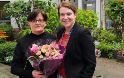 Flowers for Elaine for her long service