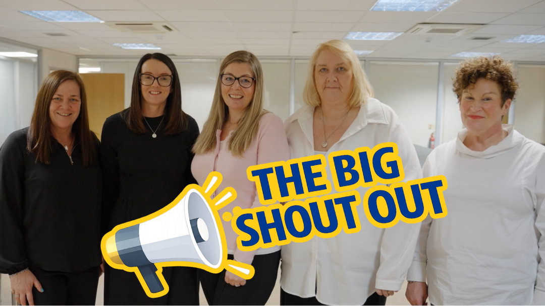 5 members of staff from South Lanarkshire's Alcohol and Drug Partnership with NHS Lanarkshire, with NHS Lanarkshire's Big Shout Out Logo across the image.