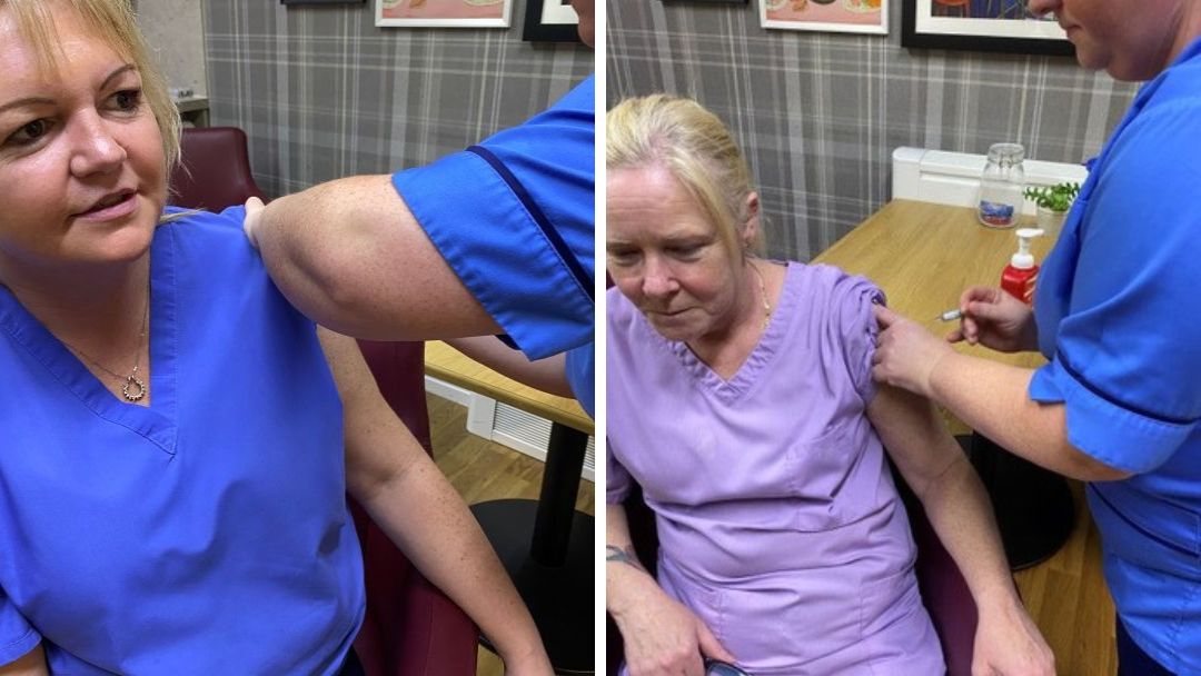 Flu jab Carnbroe Care Home Staff